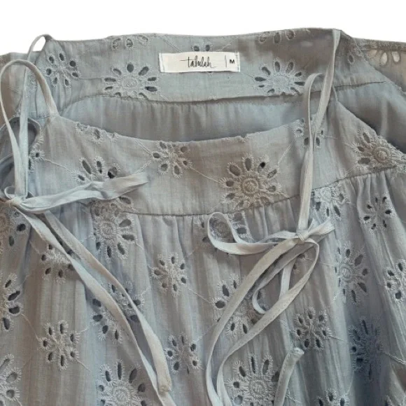 NWOT Talulah Bring Me Flowers Blue Eyelet Tiered Mini Dress Size M - Picture 5 of 11